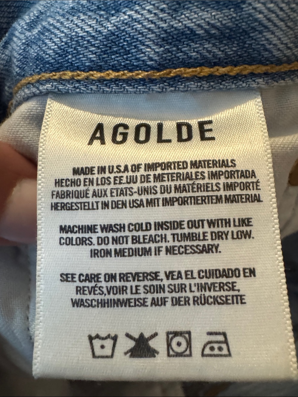 Agolde Riley Light Blue Straight Leg Ripped Jeans - Picture 3 of 7